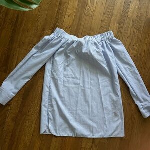 Off the shoulder baby blue shirt